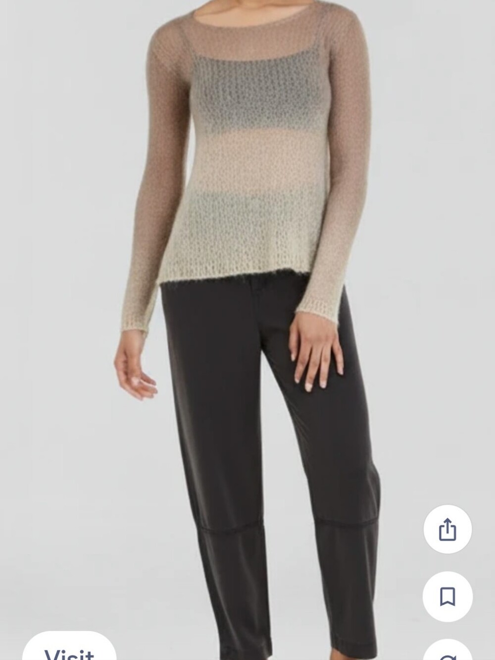 MIRACLE CITY- Gold Mesh metallicgarment.Striped Scoop-Neck Gradient Knit  - Gold